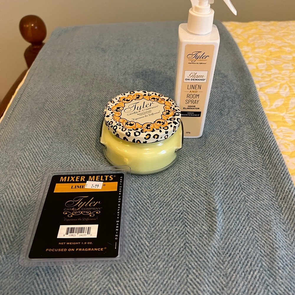 Tyler Candle Company Candle, Mixer Melts, and Room Spray Bundle